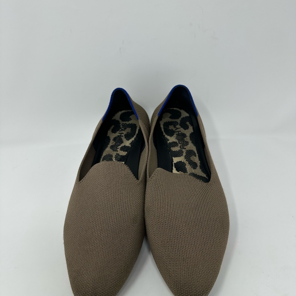 Rothy's Taupe Knit Loafers with Animal Print Insole Women’s size 7